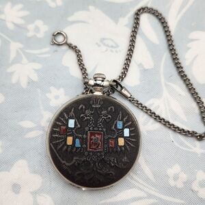 Vintage Soviet USSR Russia Pocket Watch Molnija Imperial Double Headed Eagle